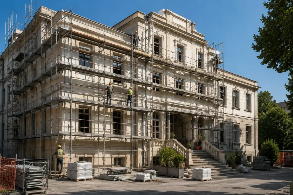 Intervento di manutenzione straordinaria su edificio con opere di riqualificazione