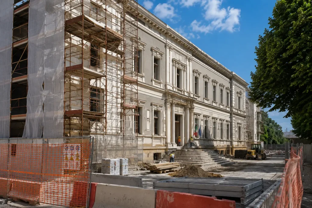 Intervento di ristrutturazione su un edificio pubblico con opere di riqualificazione